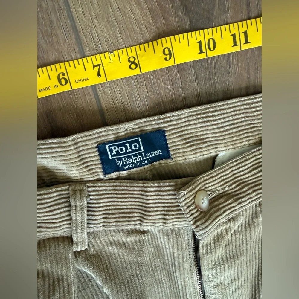 Vintage Polo Ralph Lauren 31x30 Khaki‎ Corduroy Pleated Made In USA